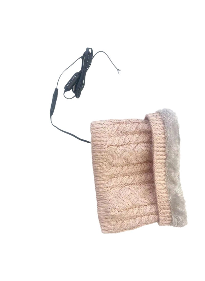 USB Heated Neck Warmer Knitted Fleece Winter Scarf Grey