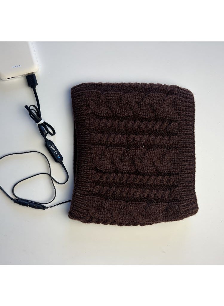 USB Heated Neck Warmer Knitted Fleece Winter Scarf Grey