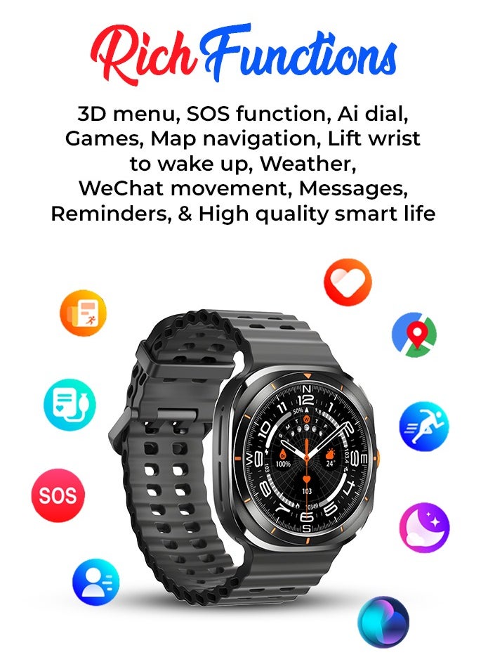 Charome T14 Ultra Smart Watch Premium Black Edition Advanced Health Monitoring, Fitness Tracking, Long Battery Life, Water-Resistant, Touchscreen Display