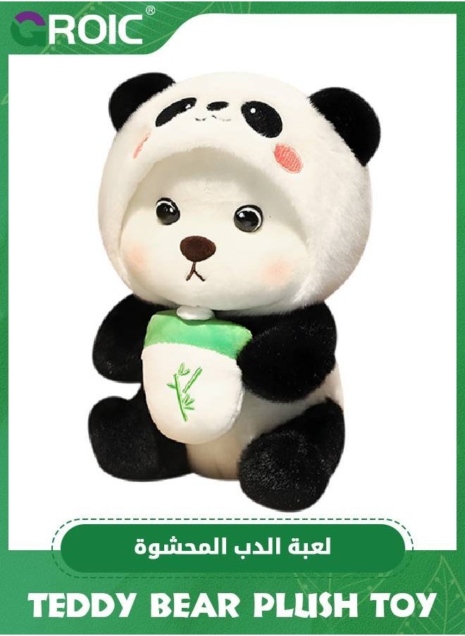 Cute Bear Plush Toy, 28cm Teddy Bear Cross-dressing Panda Stuffed Animal Plush, Little Bear Plushies Cute Soft Stuffed, Kawaii Bear Plush Doll Companion Toys Gift for Kids (Panda)