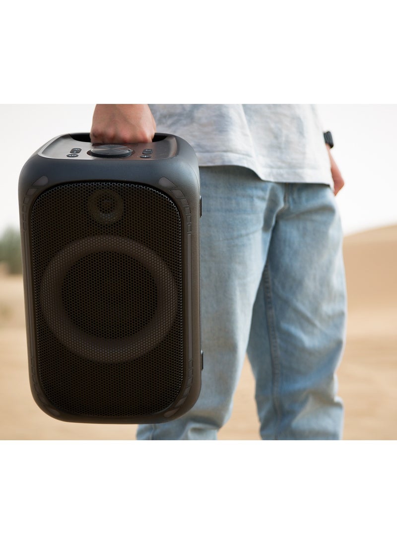 Party Speaker 200W with RGB Lights / Microphone Port / FM Radio Mode / Hands-free Calls / Powerful Bass - Black