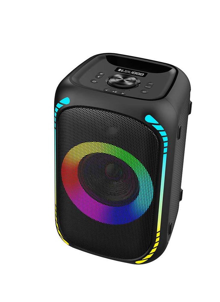 Party Speaker 200W with RGB Lights / Microphone Port / FM Radio Mode / Hands-free Calls / Powerful Bass - Black