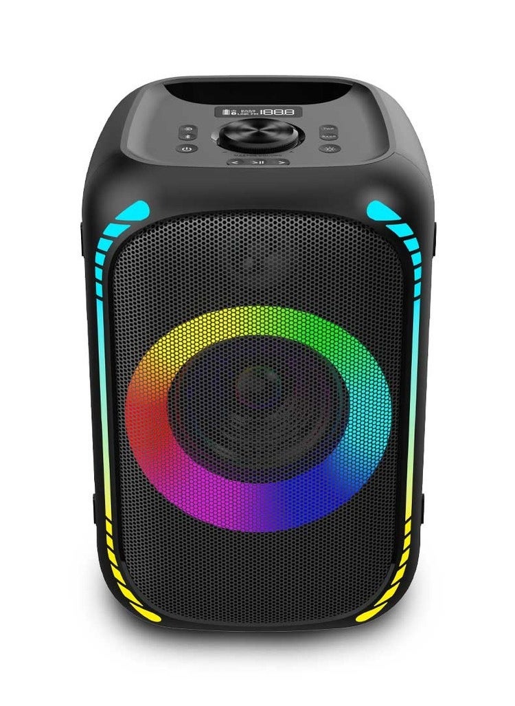 Party Speaker 200W with RGB Lights / Microphone Port / FM Radio Mode / Hands-free Calls / Powerful Bass - Black