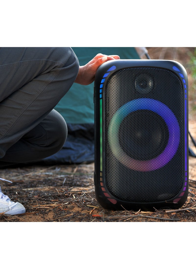 Party Speaker 200W with RGB Lights / Microphone Port / FM Radio Mode / Hands-free Calls / Powerful Bass - Black