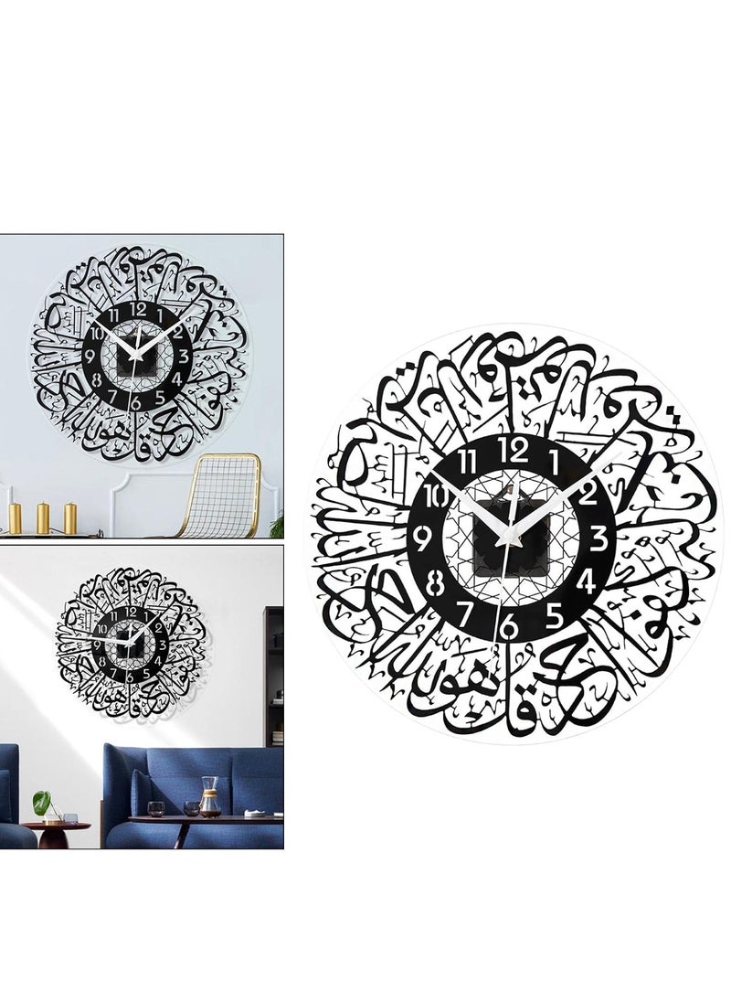 Islamic Wall Clock Silent No Tick, Large 40cm Modern Black Wall Clock for Living Room, Bedroom, Office, Prayer Room, Elegant Home Decor, Easy to Hang, Stylish Arabic Numerals