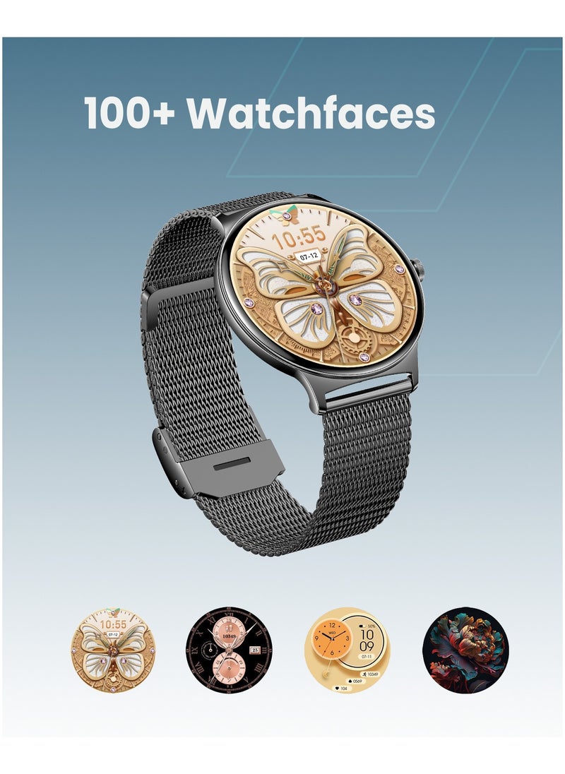 Moxedo Glory Smart Watch for Women 1.43” Amoled HD Display Fitness Watch Real Time Health Monitoring, 100+ Watch Faces, 120+ Sports Modes Fitness Activity Tracker for iOS and Android (Black)