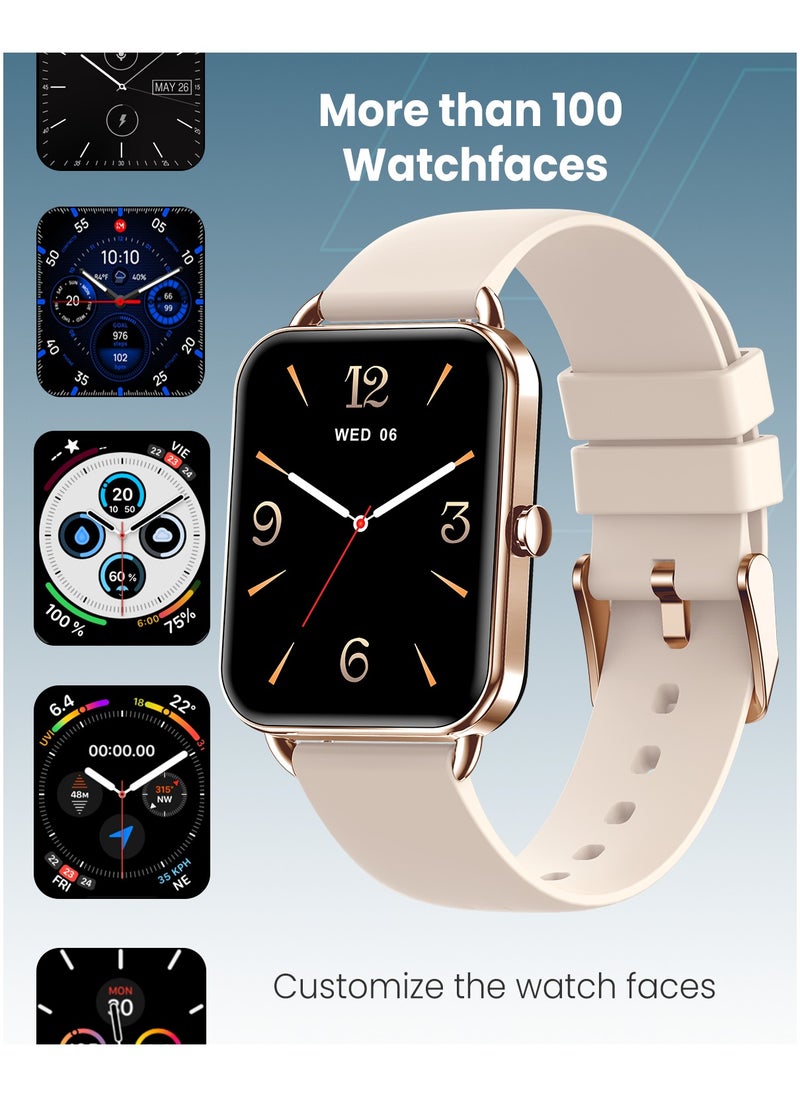 Moxedo Luna Smart Watch 1.65 Amoled HD Display 100+ Watch Faces, Bluetooth Calling Real Time Health Monitoring Fitness Smart Tracker with Camera Control for iOS and Android - Rose Gold