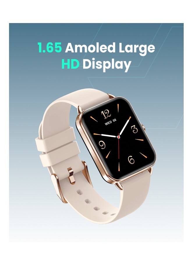 Moxedo Luna Smart Watch 1.65 Amoled HD Display 100+ Watch Faces, Bluetooth Calling Real Time Health Monitoring Fitness Smart Tracker with Camera Control for iOS and Android - Rose Gold