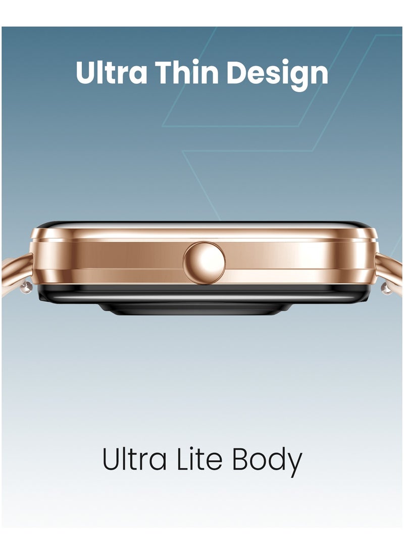 Moxedo Luna Smart Watch 1.65 Amoled HD Display 100+ Watch Faces, Bluetooth Calling Real Time Health Monitoring Fitness Smart Tracker with Camera Control for iOS and Android - Rose Gold