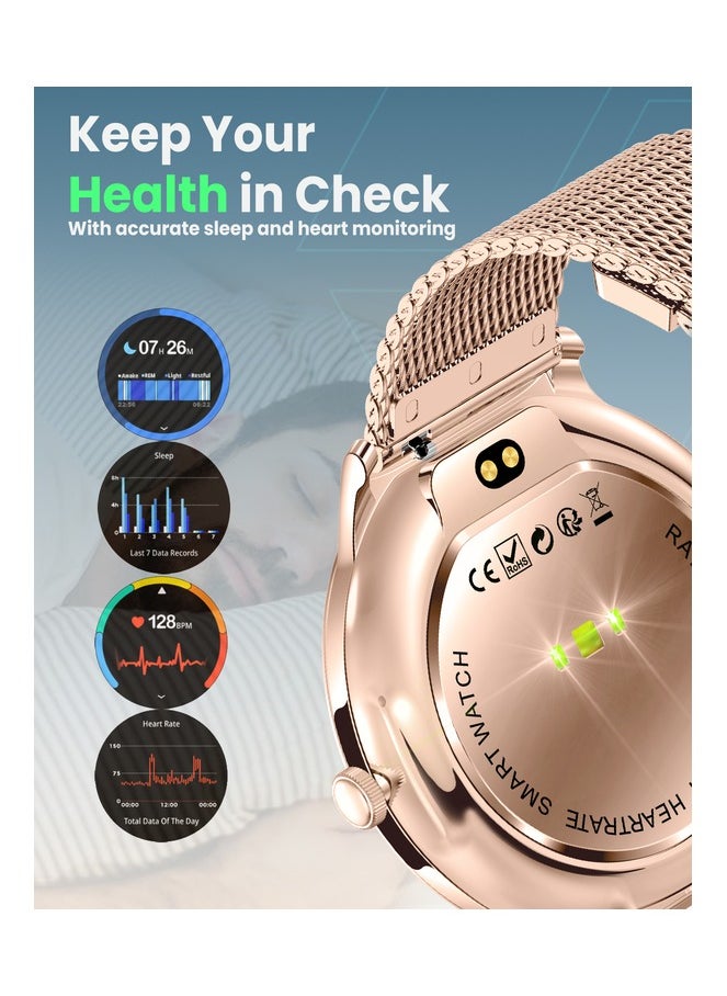 Moxedo Glory Smart Watch for Women 1.43” Amoled HD Display Fitness Watch Real Time Health Monitoring, 100+ Watch Faces, 120+ Sports Modes Fitness Activity Tracker for iOS and Android - Rose Gold