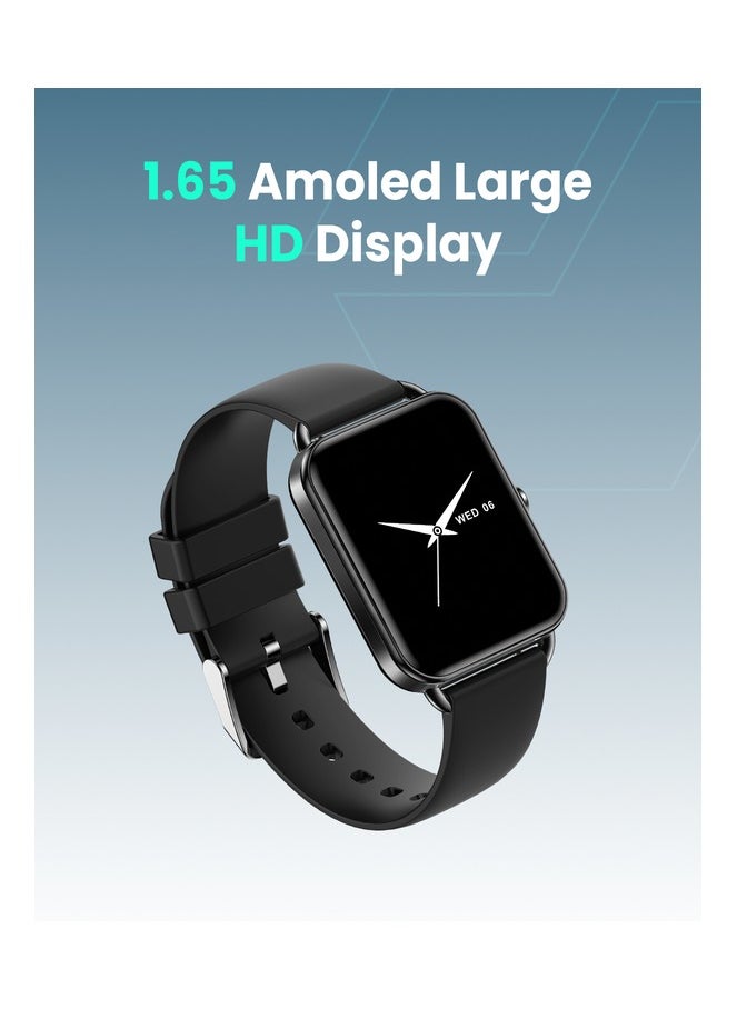Moxedo Luna Smart Watch 1.65 Amoled HD Display 100+ Watch Faces, Bluetooth Calling Real Time Health Monitoring Fitness Smart Tracker with Camera Control for iOS and Android - Black
