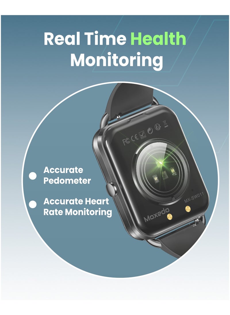 Moxedo Luna Smart Watch 1.65 Amoled HD Display 100+ Watch Faces, Bluetooth Calling Real Time Health Monitoring Fitness Smart Tracker with Camera Control for iOS and Android - Black
