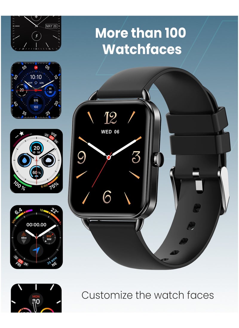 Moxedo Luna Smart Watch 1.65 Amoled HD Display 100+ Watch Faces, Bluetooth Calling Real Time Health Monitoring Fitness Smart Tracker with Camera Control for iOS and Android - Black