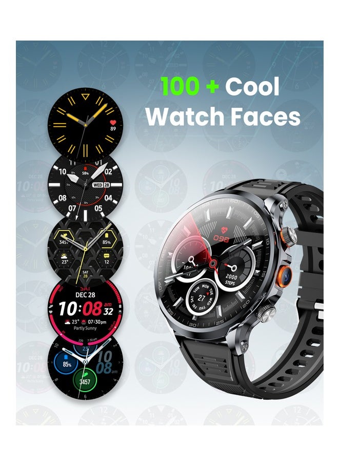 Moxedo Nitro+ 4G Smartwatch with Built-in SIM Card Slot 1.85” IPS Spherical Display Multi-Core Processor, Independent Calling, 100+ Watch Faces, GPS Navigation with Side Camera- Black