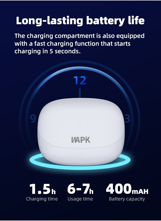 Korean Brand RS2 True Wireless Earpods, 6 Mics Hybrid ANC with AI Wind Noise Reduction, -42dB Noise Cancelling, Transparency Mode, Normal Mode, ANC Mode, 30-Hour Battery Life, Bluetooth 5.4, IPX5 Waterproof, Powerful Bass, Light Blue