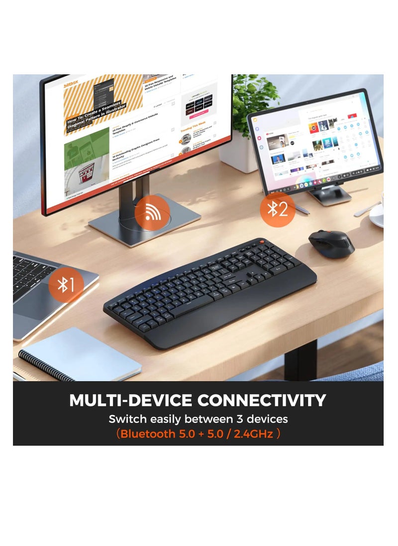 Meetion 2.4Ghz/Wireless&Bluetooth Dual Ergonomic DirectorA 2.4GHz USB Nano receiver Power-efficient wireless technology Mouse resolution 800-1200-1600 dpi