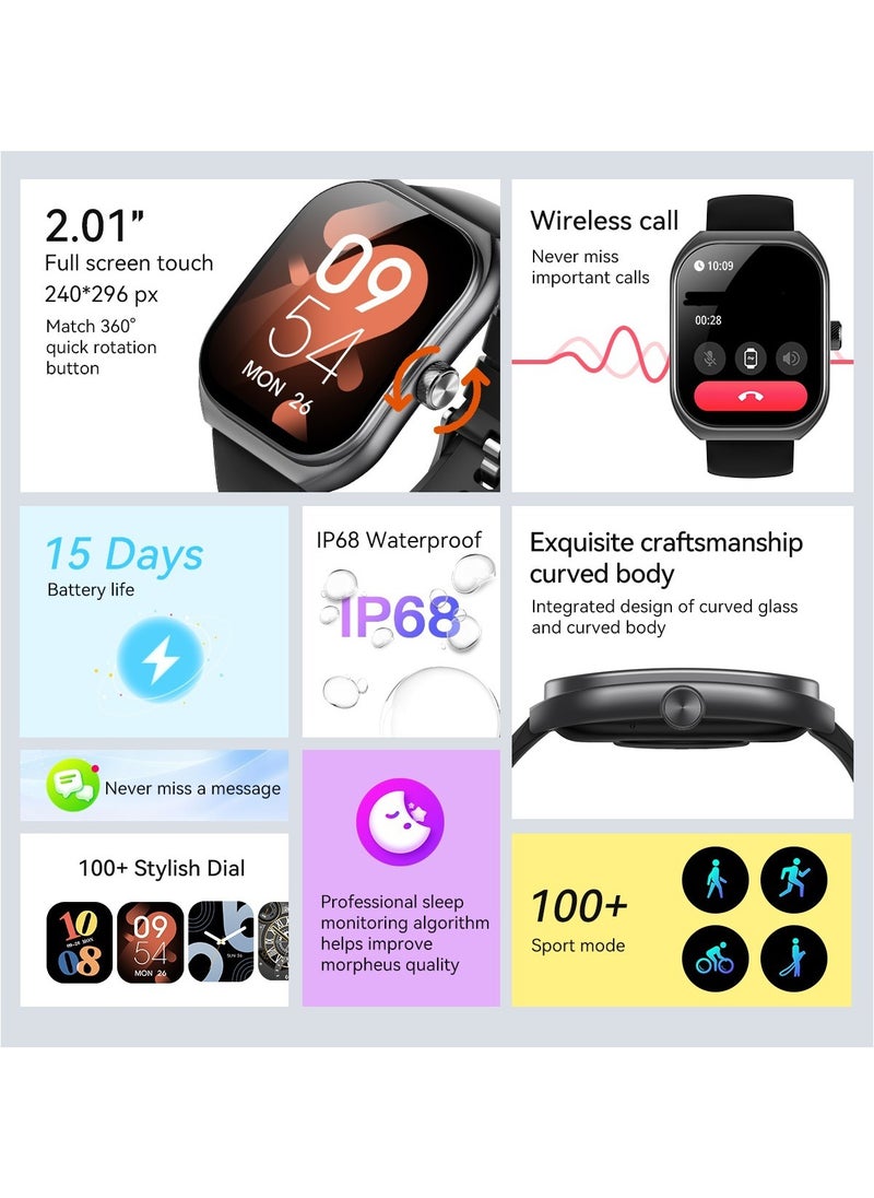 Smart Watch Men Women Bluetooth Call Z10 Pro Amoled Display Touch Screen Fitness Tracker,  Heart Rate Blood Oxygen Sleep Monitor, Activity Tracker Waterproof 1 ATM for Android and IOS Phones 7 Days Battery