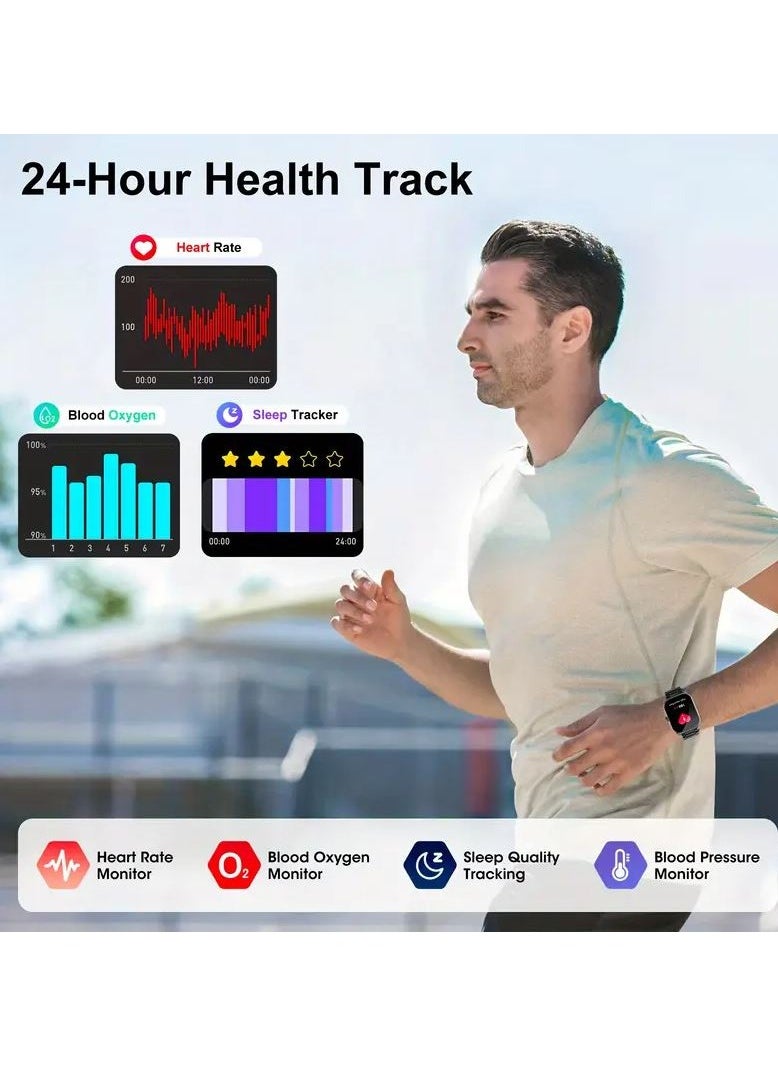 Smart Watch Men Women Bluetooth Call Z10 Pro Amoled Display Touch Screen Fitness Tracker,  Heart Rate Blood Oxygen Sleep Monitor, Activity Tracker Waterproof 1 ATM for Android and IOS Phones 7 Days Battery