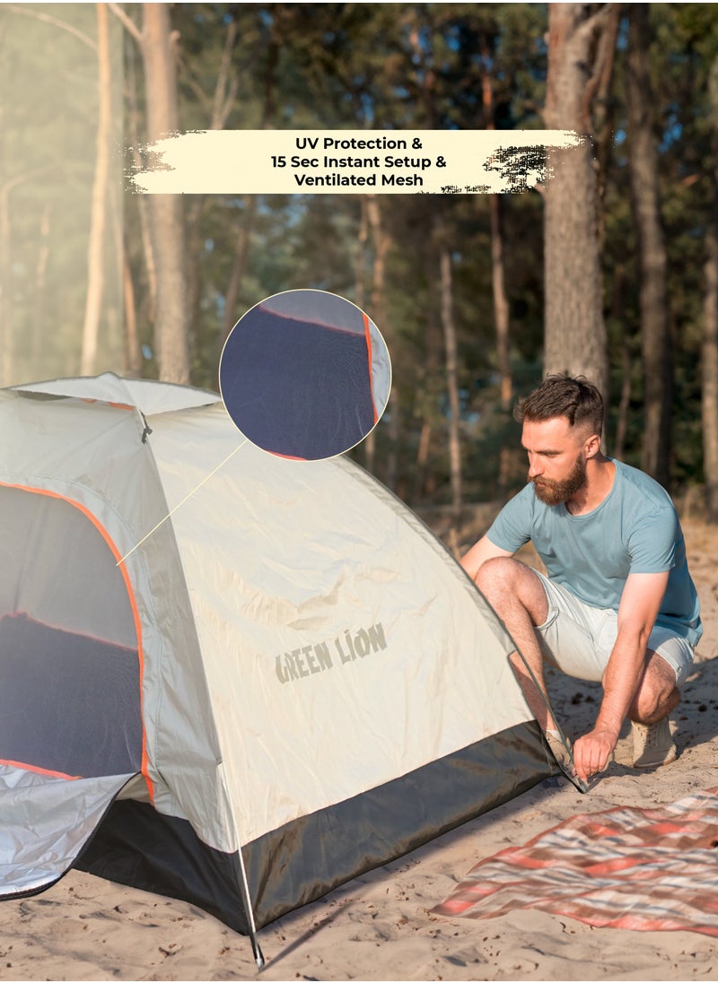 GT3-PLUS Camping Tent / 15 Sec Instant Setup / 3 Person Capacity / 32.4 FT² Floor Area / Ventilated Mesh / Windproof Rope / UV Protection / Lightweight / Large Space / Camping Friendly / Pop-Up Design - Beige