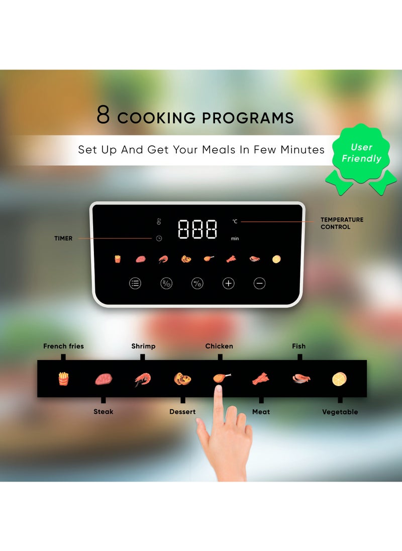 ROKO 3D Digital Air Fryer – 8-in-1 Multi-Function Kitchen Appliance | Air Fry, Bake, Roast & More | Oil-Free Cooking for Healthy Meals | User-Friendly Digital Controls, Preset Cooking Modes, Adjustable Timer | Easy to Clean Nonstick Basket | Modern Black Matte Look