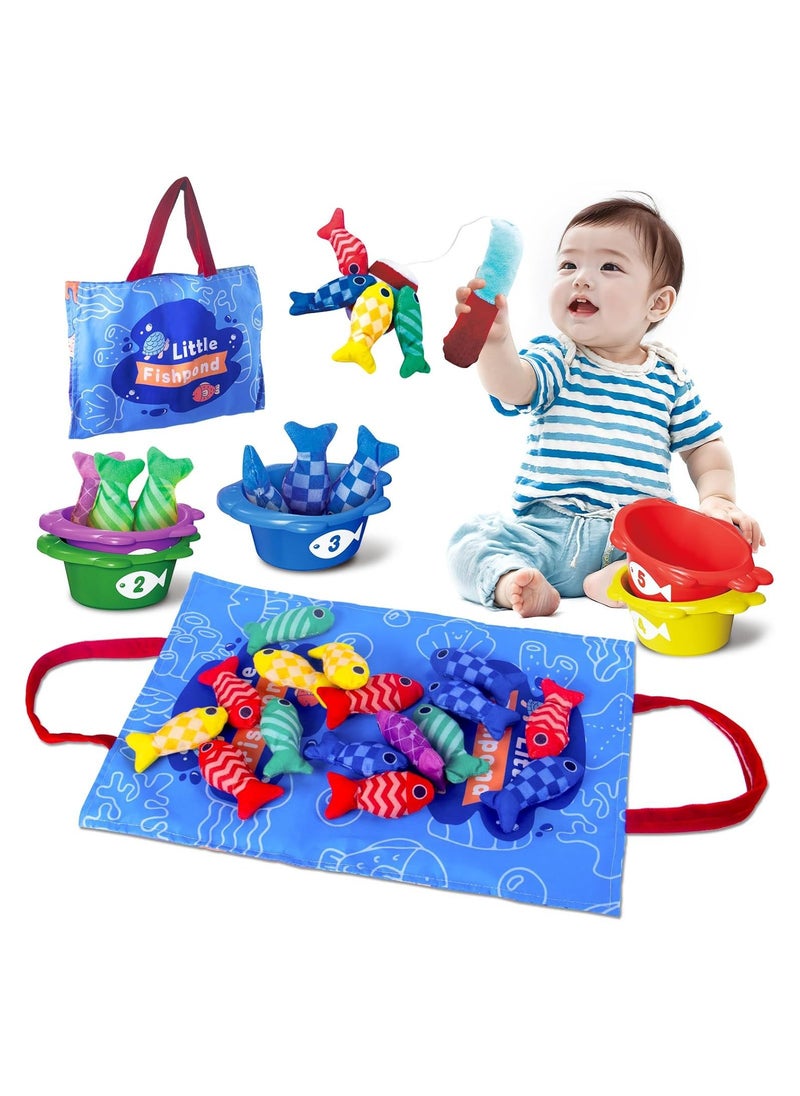 Fishing Game Baby Toy from 2 Years, Montessori Toy for Toddlers 2+, Educational Fishing Game for Motor Skills, Number Counting & Color Sorting Toys, Stacking Cups & Shape Learning Toys, Safe Washable Materials for Early Brain Development, Pre-school Educational Toy for Kids, Baby Gyms & Playmats with Storage Bags