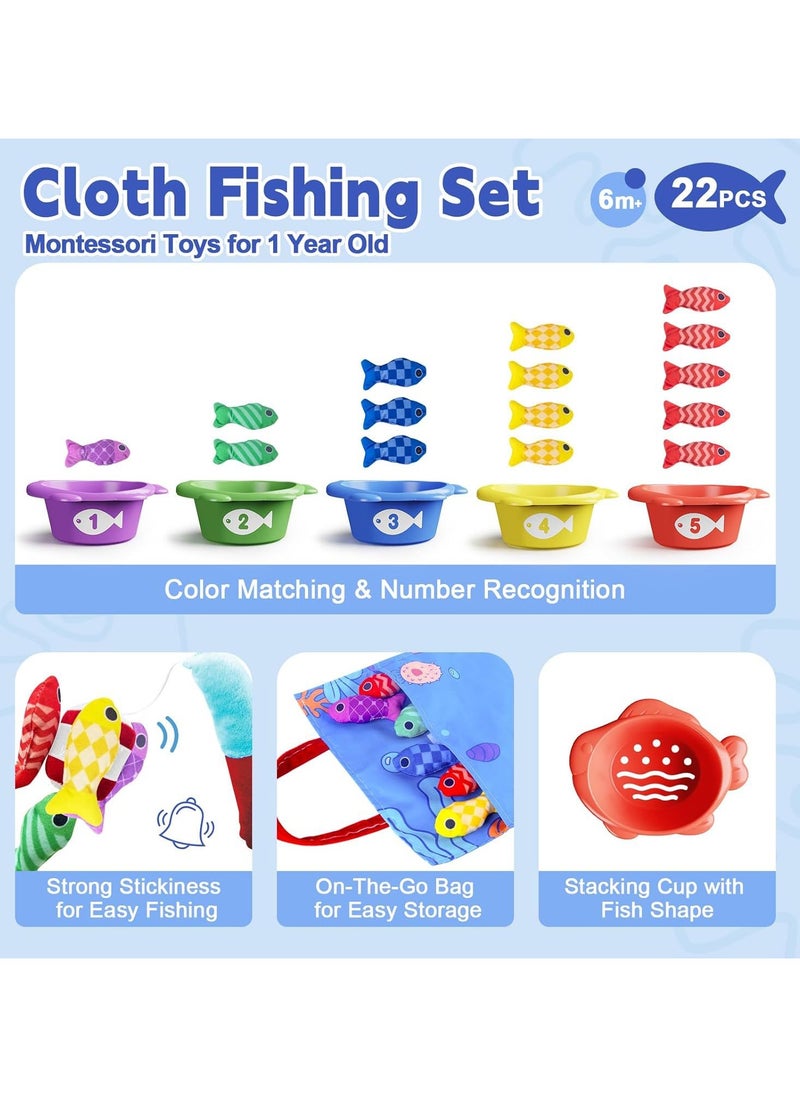 Fishing Game Baby Toy from 2 Years, Montessori Toy for Toddlers 2+, Educational Fishing Game for Motor Skills, Number Counting & Color Sorting Toys, Stacking Cups & Shape Learning Toys, Safe Washable Materials for Early Brain Development, Pre-school Educational Toy for Kids, Baby Gyms & Playmats with Storage Bags