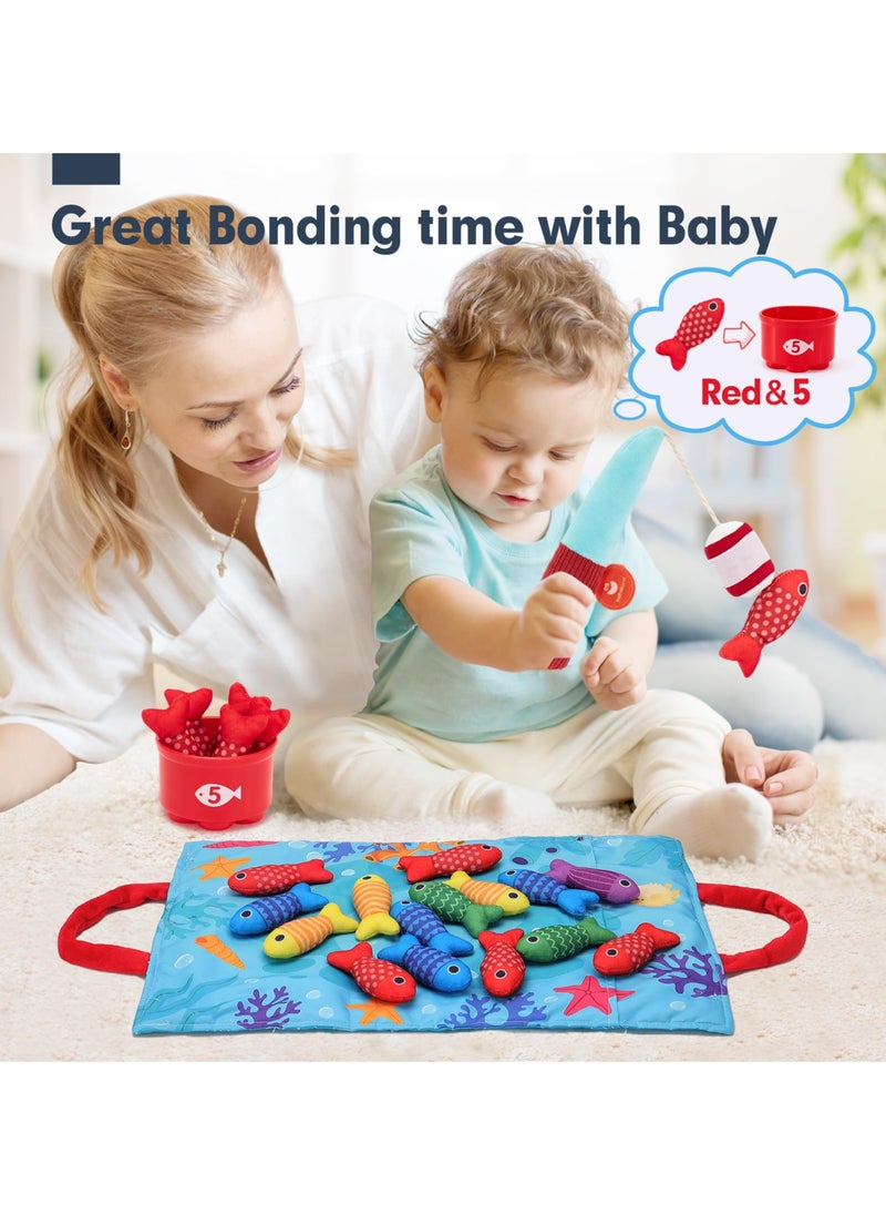 Fishing Game Baby Toy from 2 Years, Montessori Toy for Toddlers 2+, Educational Fishing Game for Motor Skills, Number Counting & Color Sorting Toys, Stacking Cups & Shape Learning Toys, Safe Washable Materials for Early Brain Development, Pre-school Educational Toy for Kids, Baby Gyms & Playmats with Storage Bags