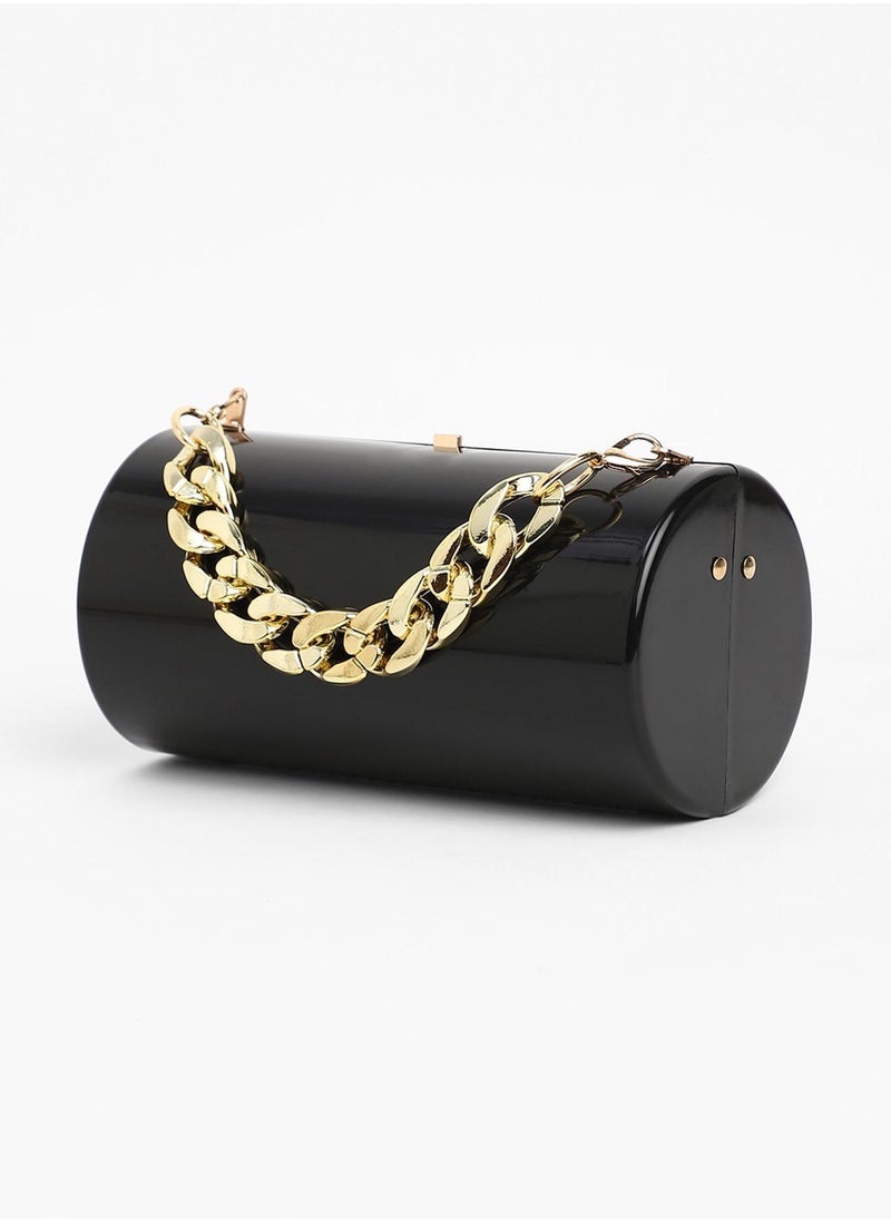 The Columner Clutch Bag - Onyx Black