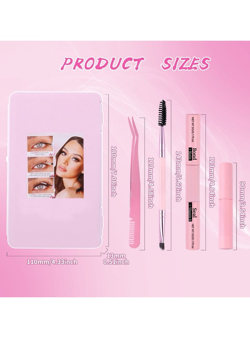 4 Styles DIY Eyelash Extension Kit 640 Clusters, 9-16mm Mixed Individual Lashes Cluster, Natural Curl Personal Eyelash Set, Segmented False Eyelashes, Thick Eyelashes
