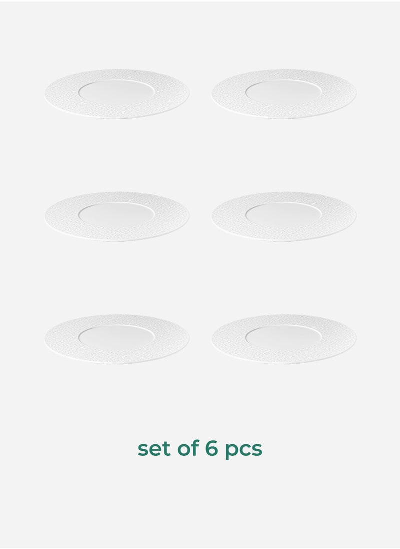 Set of 6 Wide Rim Melamine Dinner Plate Luna Diam. 32 H 1,5 Baci Milano