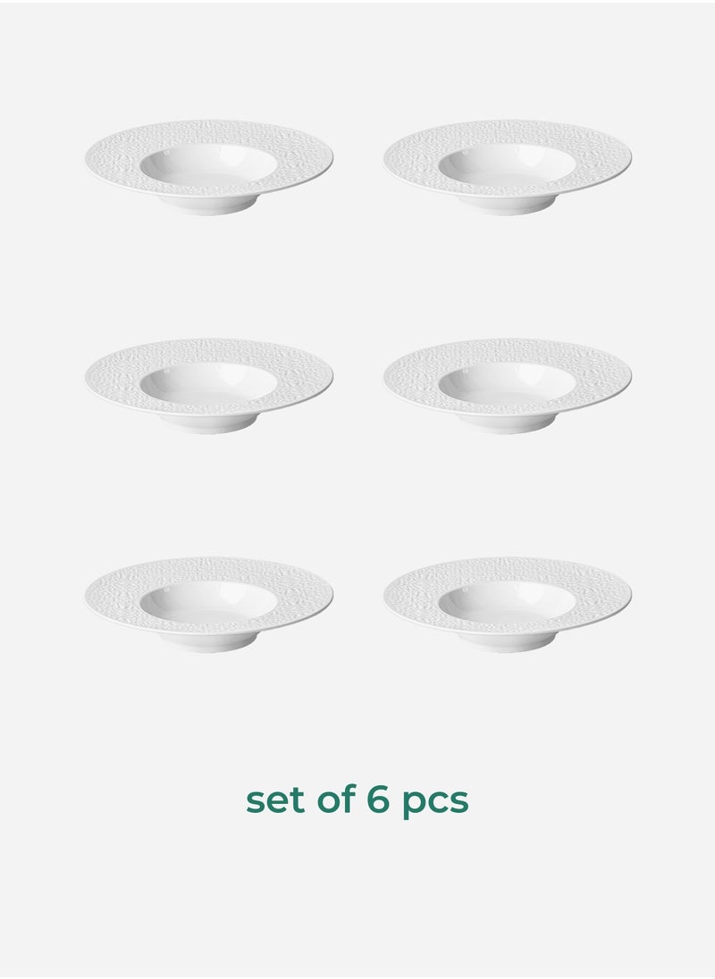 Set of 6 Melamine Mid Rim Pasta Bowl Plate Luna Baci Milano Diam. 29 H 2,8 cm