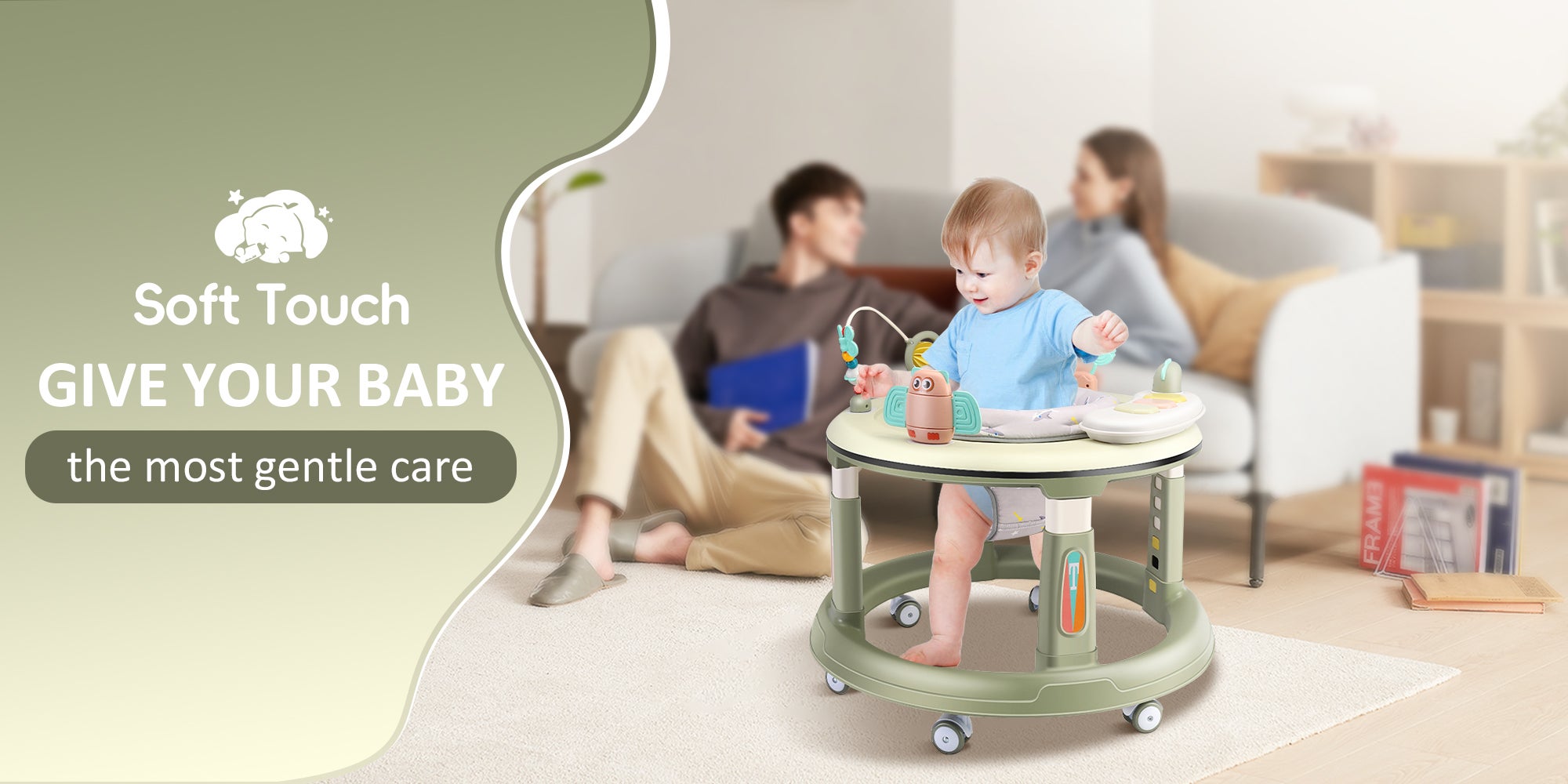 Baby Walker with Wheels Baby Round Walker With 5 Adjustable Height Musical Toy 360 Degree Swivel Seat Detachable Toys Infant Walker for Boys and Girls