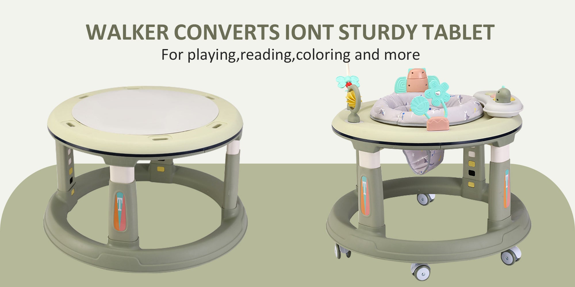 Baby Walker with Wheels Baby Round Walker With 5 Adjustable Height Musical Toy 360 Degree Swivel Seat Detachable Toys Infant Walker for Boys and Girls