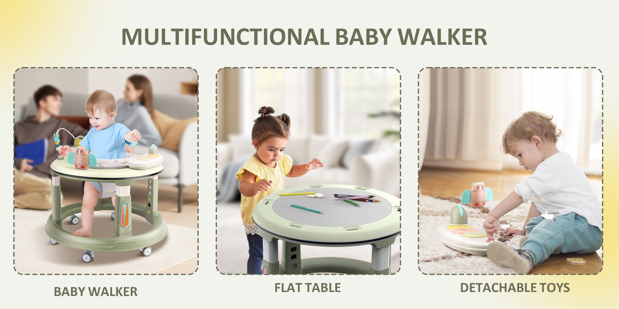 Baby Walker with Wheels Baby Round Walker With 5 Adjustable Height Musical Toy 360 Degree Swivel Seat Detachable Toys Infant Walker for Boys and Girls