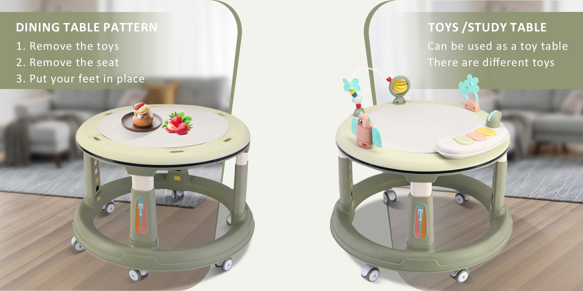 Baby Walker with Wheels Baby Round Walker With 5 Adjustable Height Musical Toy 360 Degree Swivel Seat Detachable Toys Infant Walker for Boys and Girls