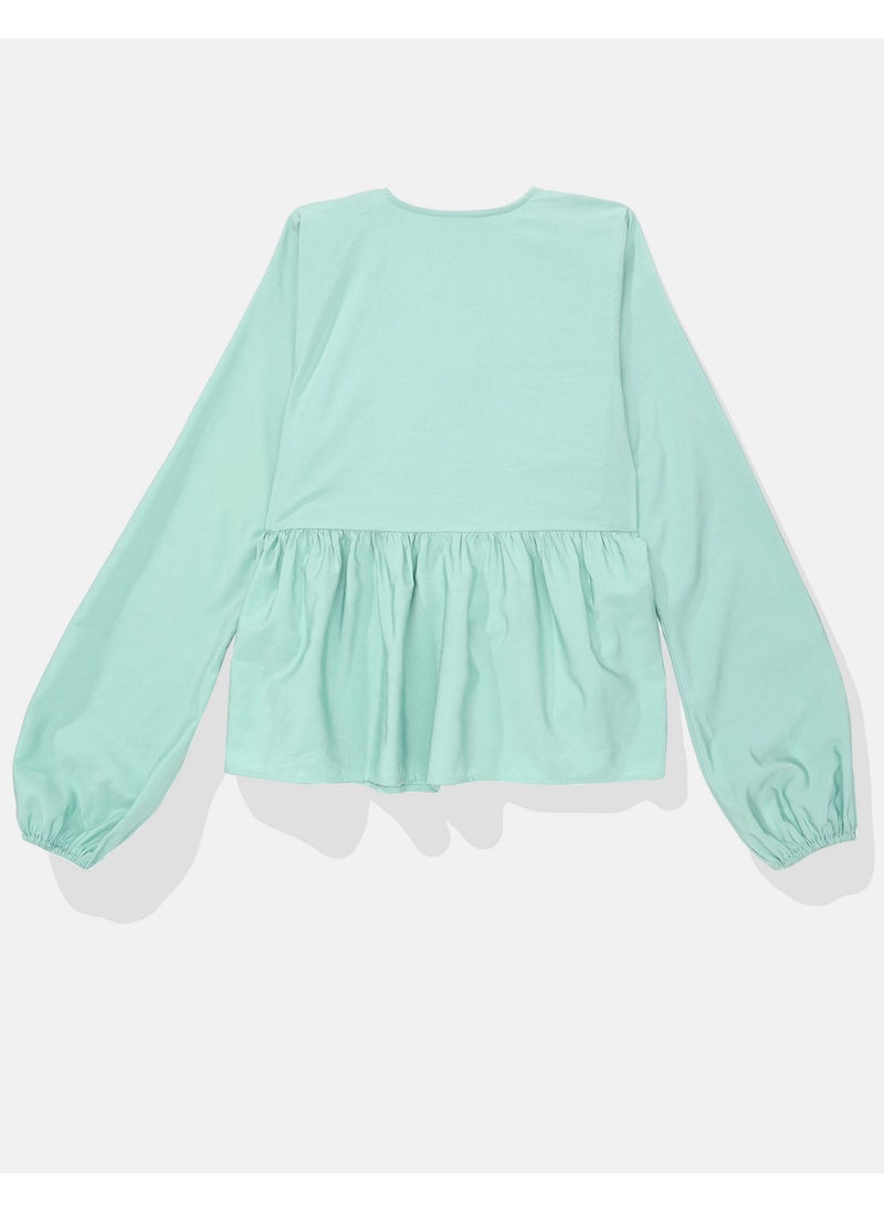 Balloon Sleeve Tiered Top