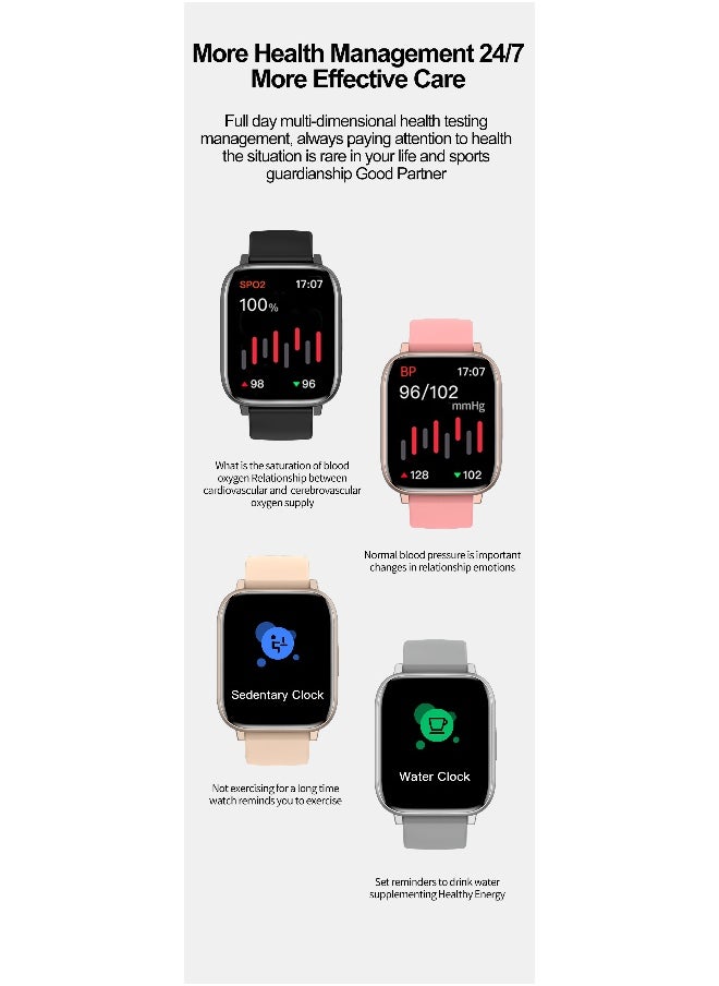 Smart Watch Korean Brand Business Smart watch, Multiple Language English Arabic, Waterproof Fitness Watch, Bluetooth Calling, Zinc Alloy Vacuum Plating, Heart Rate Monitoring, Smart watch for Men Women, Gift for Girls Boys - Black