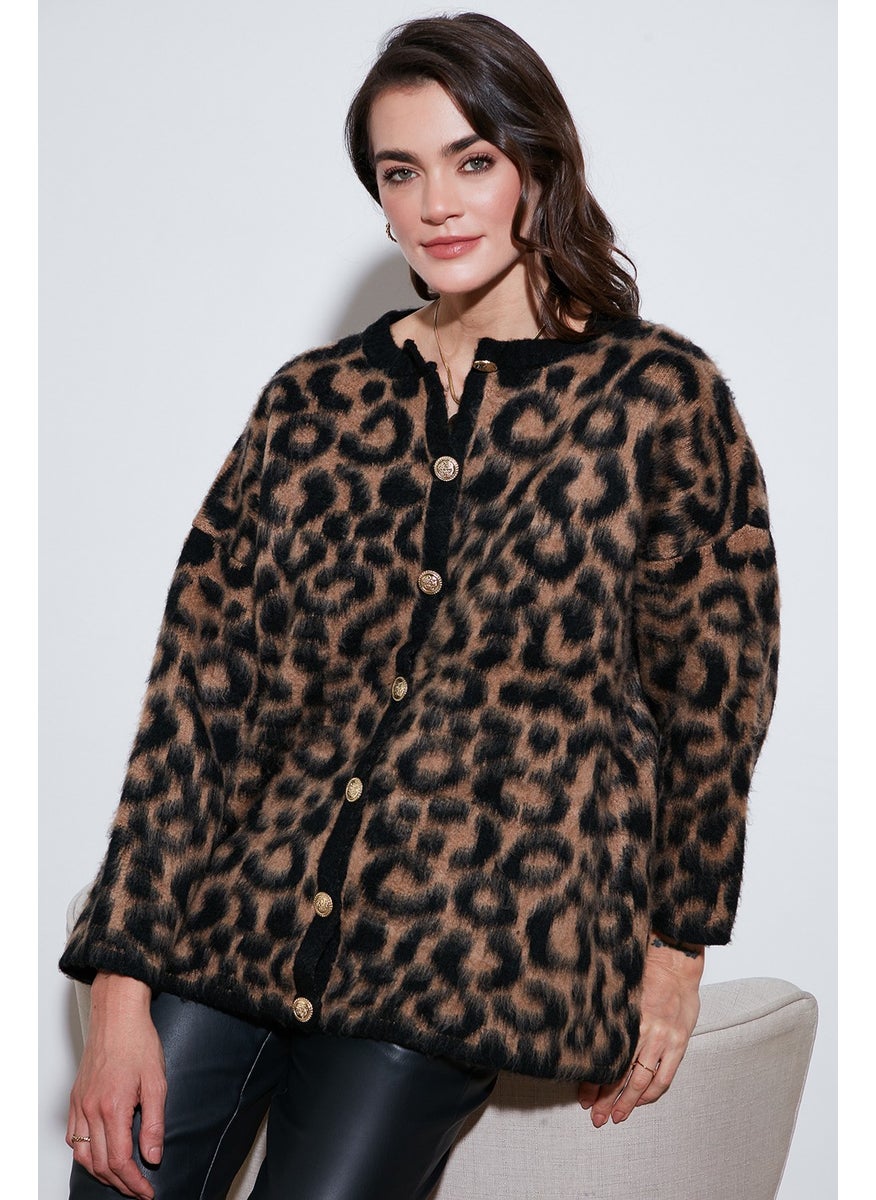 Standard Fit Leopard Soft Texture Cardigan Women's CARDIGAN 4614504