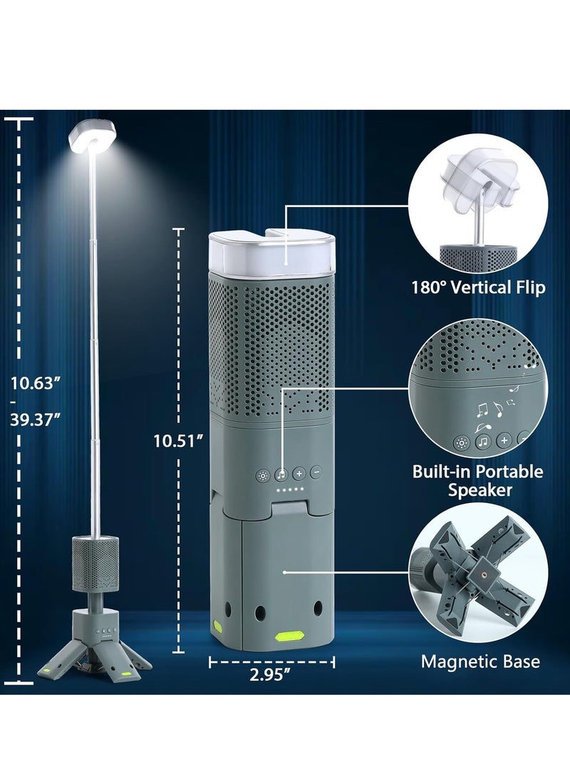 Camping Lantern Rechargeable 14000mAh Battery Operated With inbuilt Bluetooth speaker, Outdoor Telescopic Camping Tent Lights, 5 Light Modes, Magnetic Base, LED Flashlight Camping Essentials for Camping, Hiking, Emergency