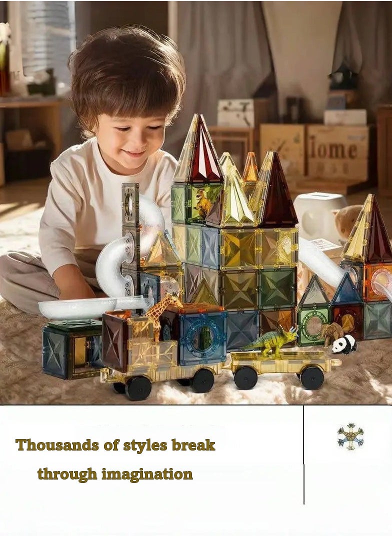 Magnetic Building Tiles 100 Pcs Set of Vibrant 4D Blocks, Encourages Creative Construction, Promotes Educational Brain Development,STEM Toy for Kids 2+Years