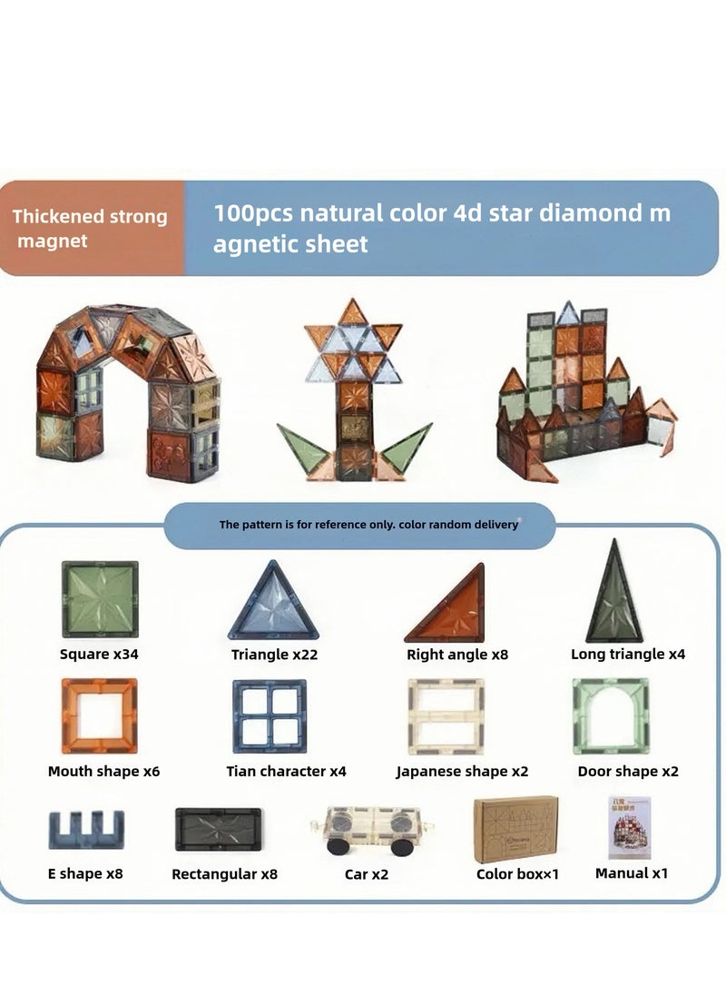 Magnetic Building Tiles 100 Pcs Set of Vibrant 4D Blocks, Encourages Creative Construction, Promotes Educational Brain Development,STEM Toy for Kids 2+Years