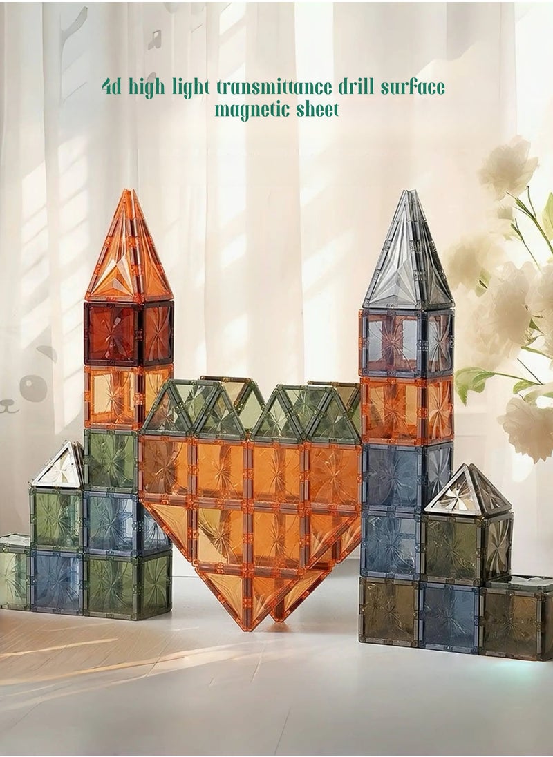 Magnetic Building Tiles 100 Pcs Set of Vibrant 4D Blocks, Encourages Creative Construction, Promotes Educational Brain Development,STEM Toy for Kids 2+Years