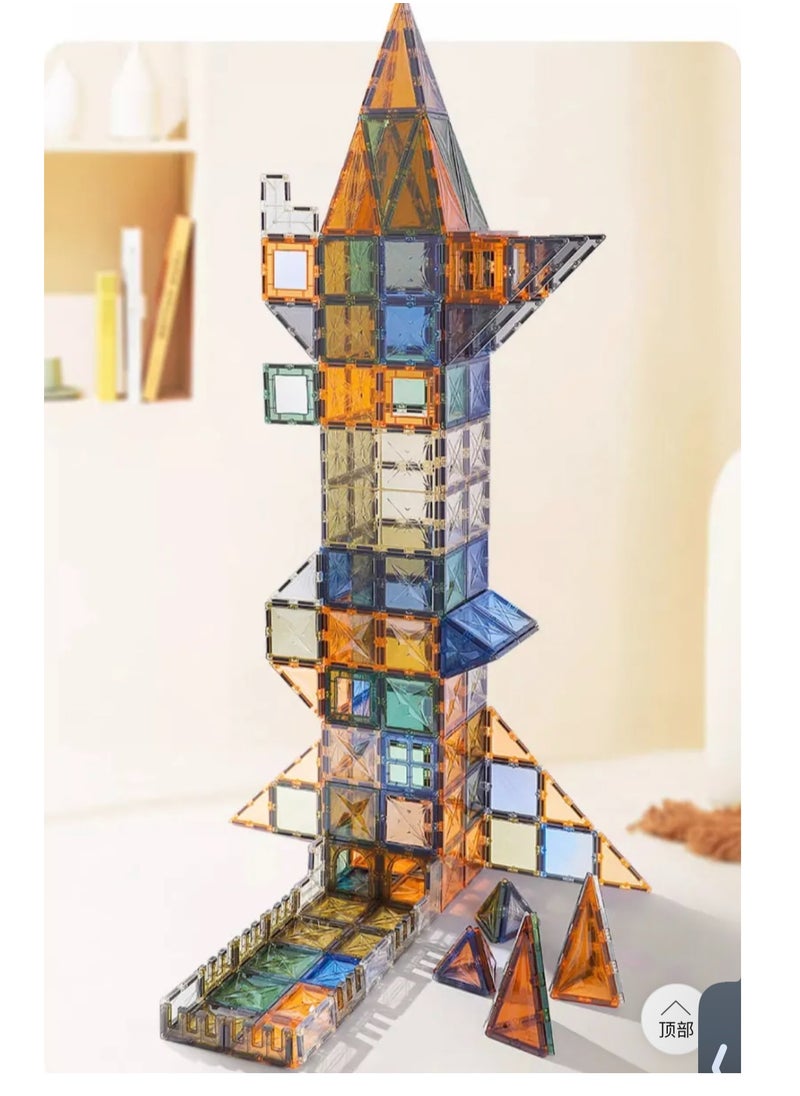 Magnetic Building Tiles 100 Pcs Set of Vibrant 4D Blocks, Encourages Creative Construction, Promotes Educational Brain Development,STEM Toy for Kids 2+Years