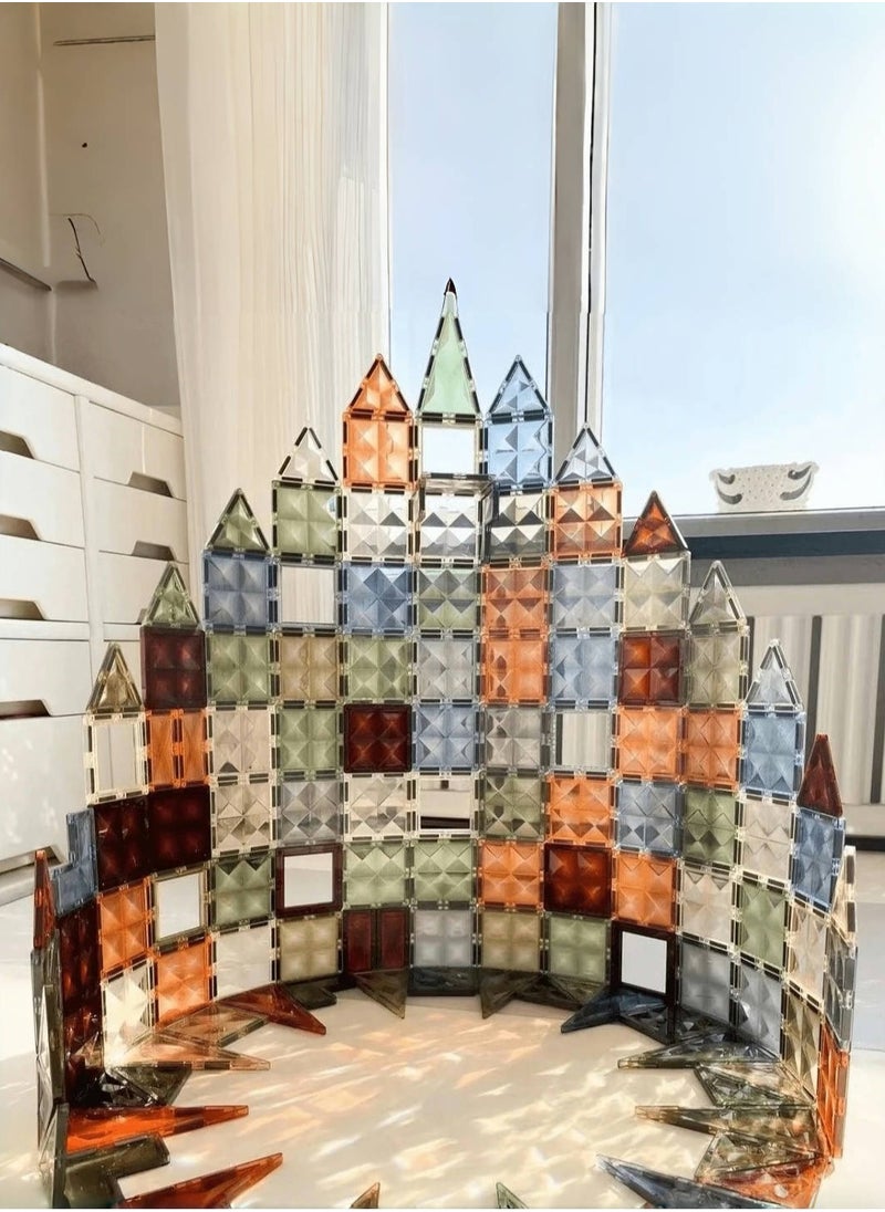 Magnetic Building Tiles 100 Pcs Set of Vibrant 4D Blocks, Encourages Creative Construction, Promotes Educational Brain Development,STEM Toy for Kids 2+Years