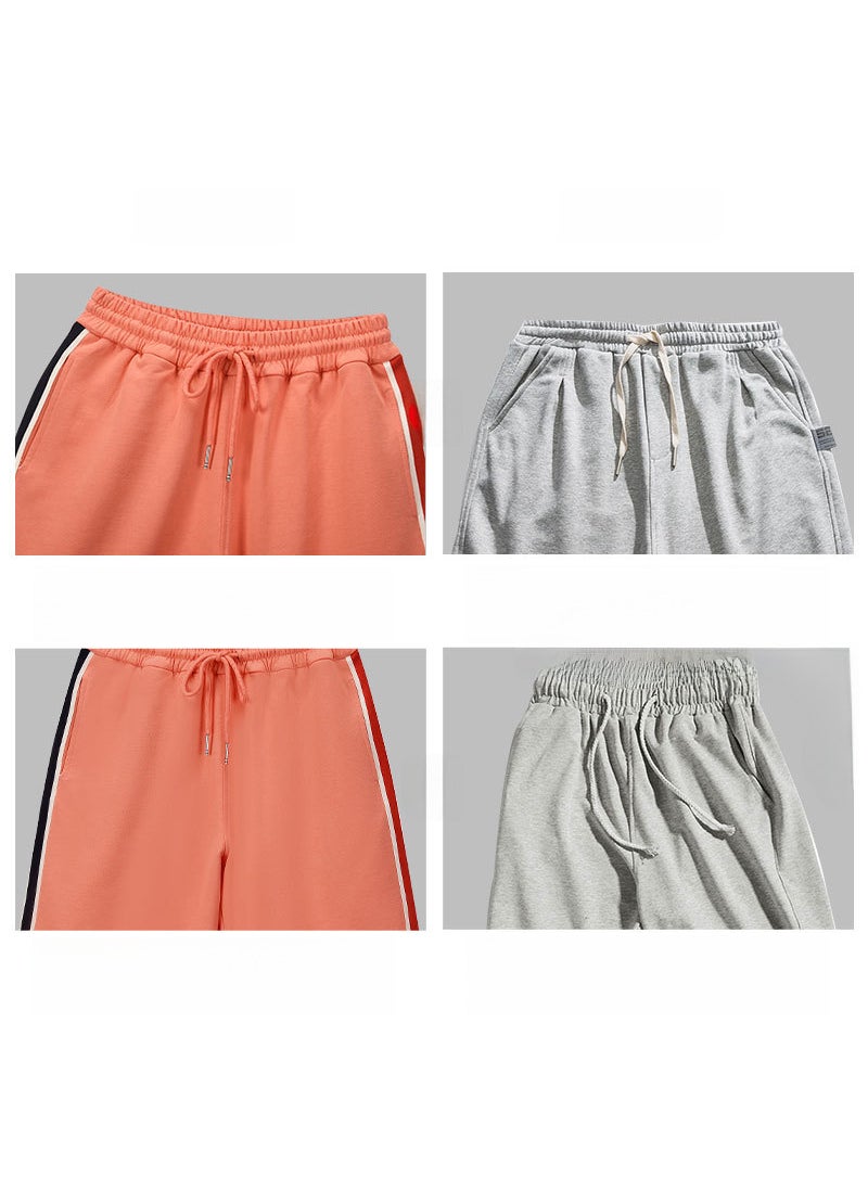 TB BROWIN Red White Blue Striped Shorts Unisex Cotton Light gray