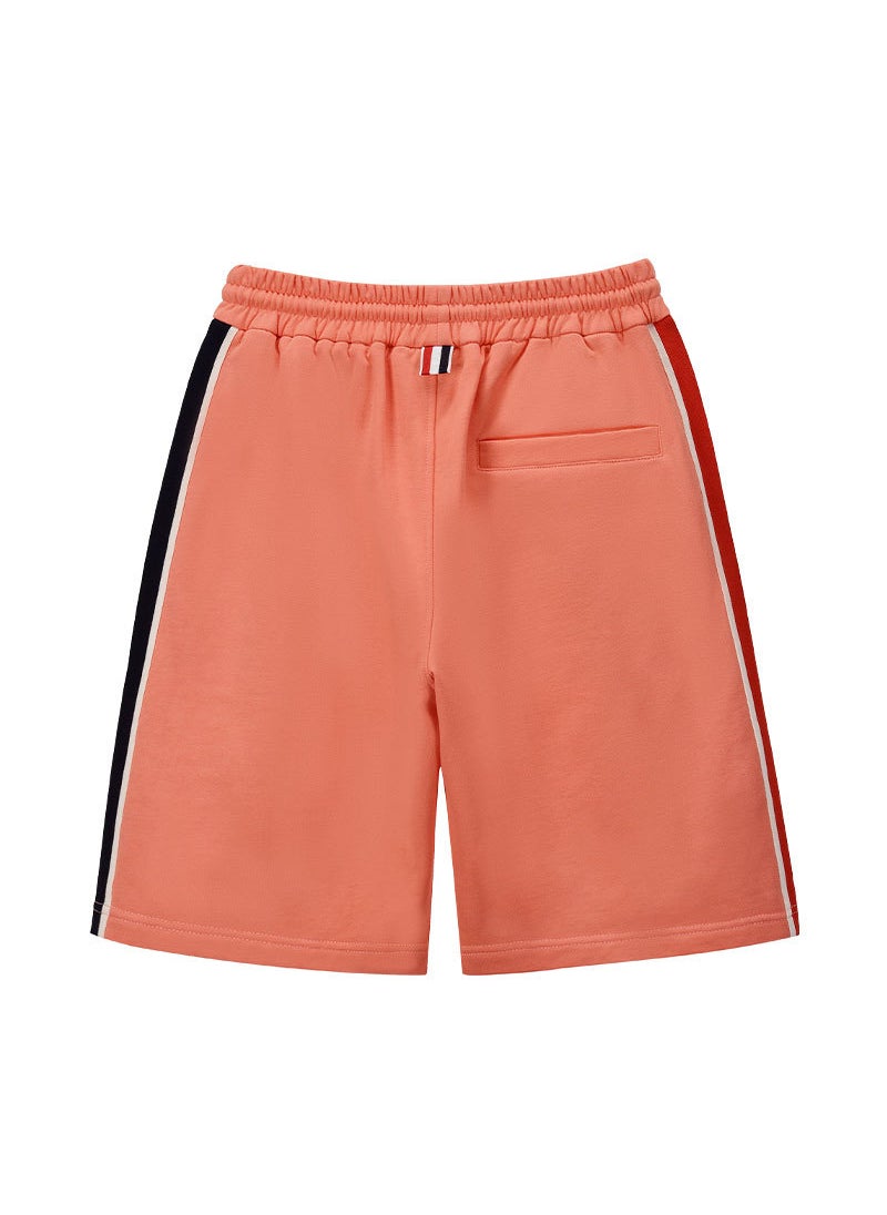 TB BROWIN Red White Blue Striped Shorts Unisex Cotton Light gray