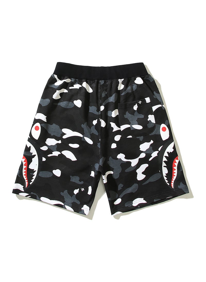 2023 Summer Japanese Trendy Camo Print Shorts for Men White