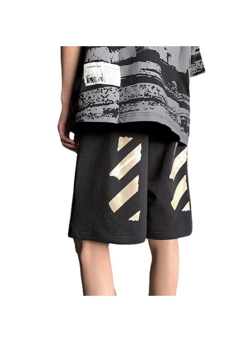1 x 5 pcs Mens Casual Shorts Loose Fit Summer Mid Pants Grey