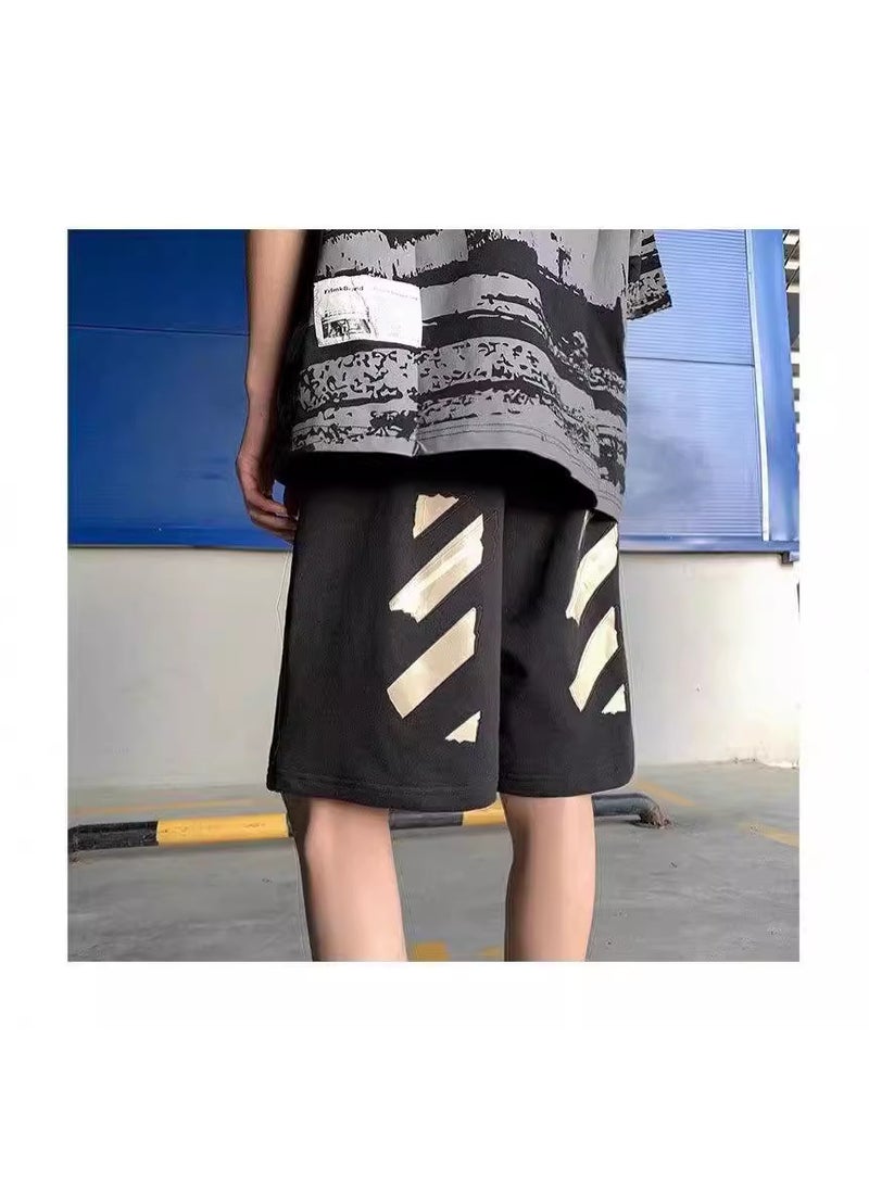 1 x 5 pcs Mens Casual Shorts Loose Fit Summer Mid Pants Grey
