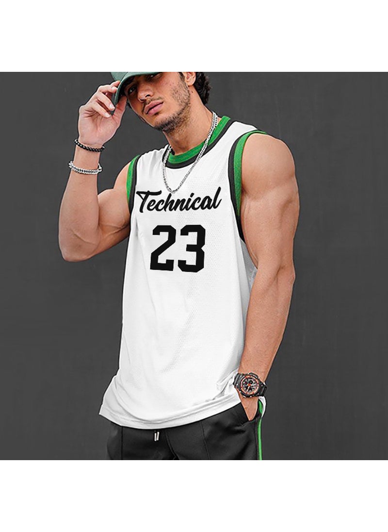 Summer Mens Mesh Tank Top Breathable Sleeveless Sports Vest Grey